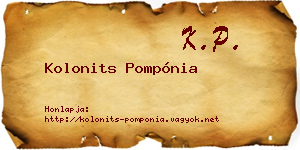 Kolonits Pompónia névjegykártya